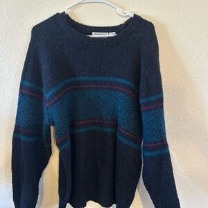 Yves Saint Laurent Navy Knit Sweater with Stripes